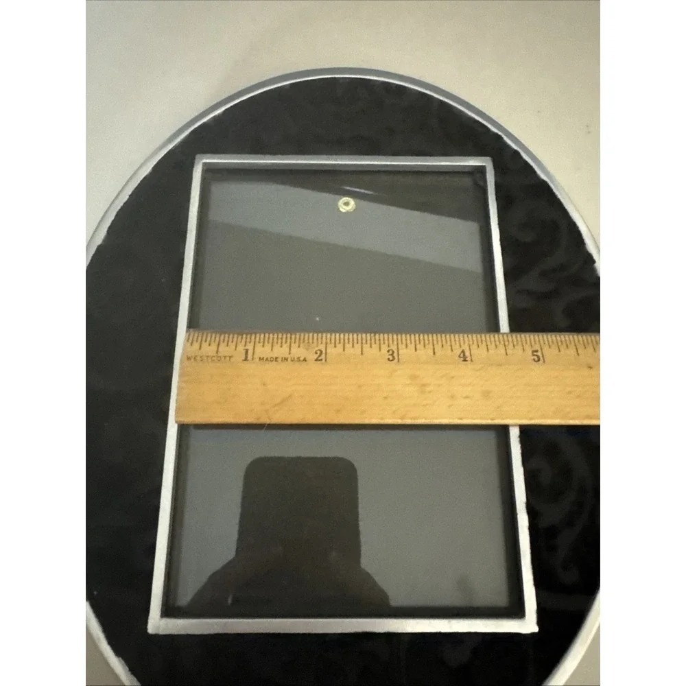 VTG Pewter Filigree Oval Shape Photo Frame for 4.5x6.5